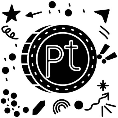 Şifreli para birimi dijital para simgesi doldurulmuş ana hat biçimi