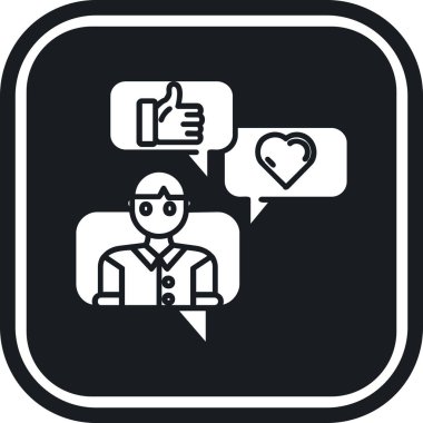 Geribildirim sembolü, aşk ve romantizm, kalp işareti, vektör grafikleri. Beyaz arka planda sağlam bir desen. 10 saniye..