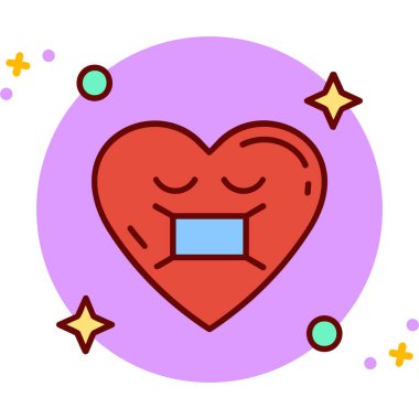 kalp ve aşk vektör simgesi - ana hat biçiminde