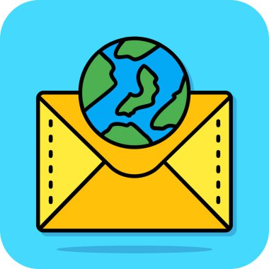 Zarflı dünya haritası ve posta vektör illüstrasyon tasarımı