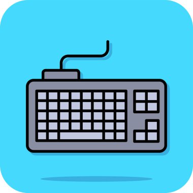 Bilgisayar klavyesi simgesi. Taslak bilgisayar klavye vektör rengi düz izole