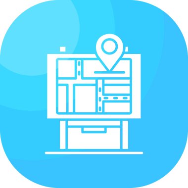 Yumuşak mavi arkaplanda izole edilmiş modayı gösteren harita konumu simgesi