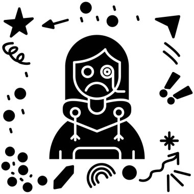 Ağlayan Kız ikon vektör illüstrasyonu