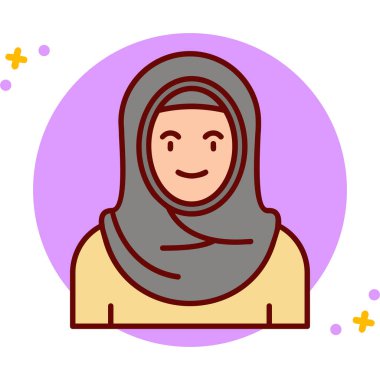 Müslüman kız karakter çizimi tasarımı