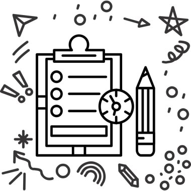 Okul malzemeleri ve pusula satırı simgesine sahip kalem