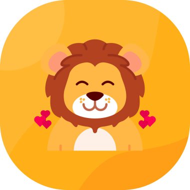 Kalplerin vektör tasarımı ile sevimli aslan yüzü