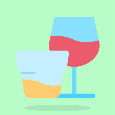 Düz stil izole edilmiş şarap bardağı simgesi.