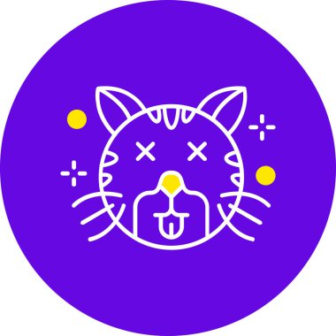 Beyaz arka planda siyah çizgi kedi simgesi izole edildi. Hayvan işareti. Renkli taslak konsepti. vektör illüstrasyonu