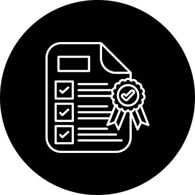 Sertifika glyph simgesi, basit ve vektör çizimi