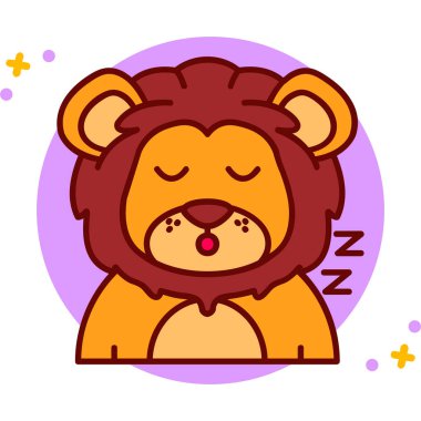 Tatlı aslan uyku vektörü illüstrasyon tasarımı ile uyuyor