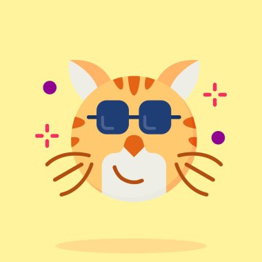 Gözlüklü kedi ve evcil bir kedi. vektör illüstrasyonu.