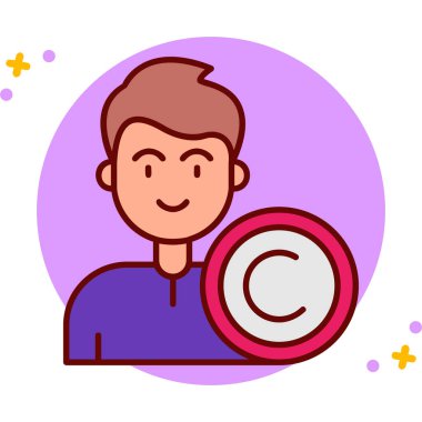 Hedefi ve büyüteç ikonu olan bir adam. vektör illüstrasyonu