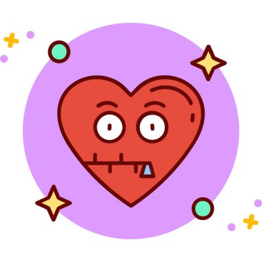 Canavar suratlı sevimli bir karikatür kalbi.