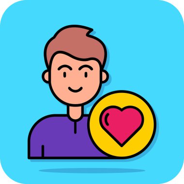 Akıllı telefon vektör çizimine sahip insan ve kalp