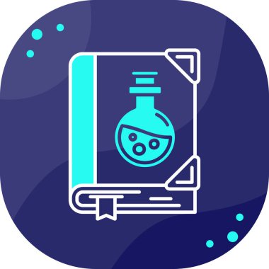 Mavi arka planda izole edilmiş matara ikonu olan kimyasal test tüpü. Laboratuvar araştırması. Laboratuvar malzemeleri, araştırma. Renkli taslak konsepti. vektör.