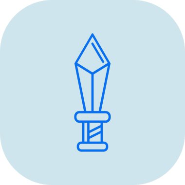 Beyaz arkaplanda mavi ana hat sihirli değnek ikonu izole edildi. Yıldız şeklinde sihirli aksesuar. Sihirli güç. vektör illüstrasyonu