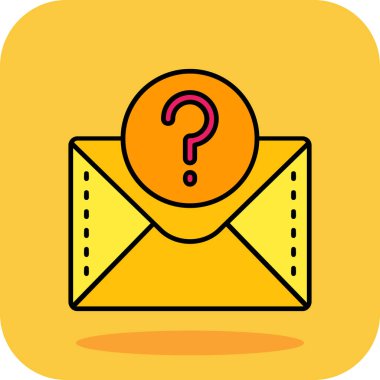 Beyaz arkaplanda soru işareti, illüstrasyon, vektör içeren zarf.