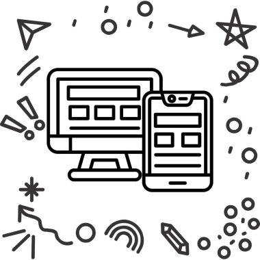 Satır tasarım vektöründe internet alışveriş simgesi