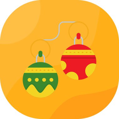 Düz stil noel topu dekorasyon simgesi