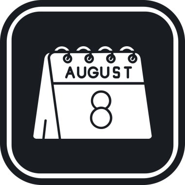 Ağustos takvimi simgesi, basit vektör illüstrasyonu