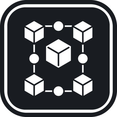 blok zinciri simgesi, basit siyah dizayn