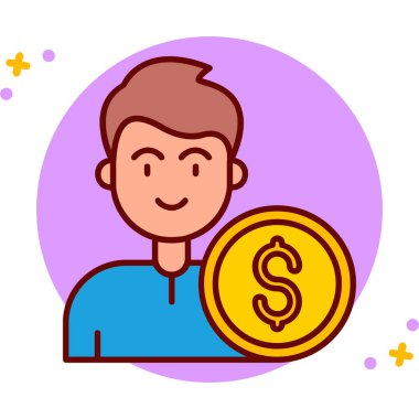 Madeni para simgesi vektör illüstrasyonlu adam