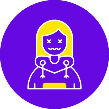 Hayalet ikonlu bir kadın. vektör illüstrasyonu