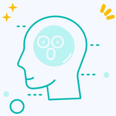 Beyaz arka planda izole edilmiş kafa simgesi olan çizgi insan yüzü. Mutlu insan. Renkli taslak konsepti. vektör.