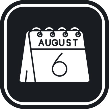 Ağustos takvimi simgesi, basit vektör illüstrasyon tasarımı