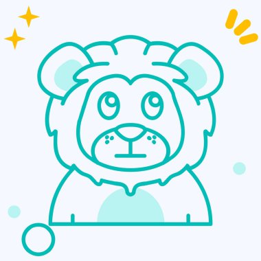 Büyük bir gülümseme ve renkli arka planda izole edilmiş büyük bir gülümseme ikonu olan çizgi ayısı. Ayı suratlı bir hayvan. Renkli taslak konsepti. vektör