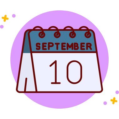 Takvim 10 Eylül ikon vektör illüstrasyonu