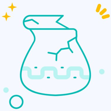 Gri arka planda izole edilmiş matara ikonu olan bir test tüpü. Cam işaretli kimyasal test. Renkli taslak konsepti. vektör.