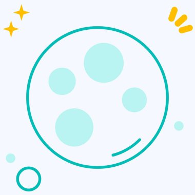 Ay, yıldızlar, gezegen, uzay düz renk ikonu. vektör simgesi şablonu