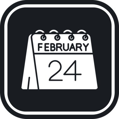 Şubat 24 tarih simgesi, basit biçim tasarımı