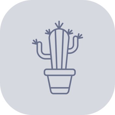 kaktüs çizgisi ve doldurma simgesi, özet tasarımı.