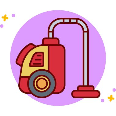 Elektrik süpürgesi simgesi, çizgi film tasarımı.