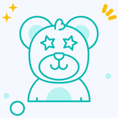 Beyaz arka planda yıldız simgesi olan renkli oyuncak ayı. Doğum günün kutlu olsun. Değişken rastgele dinamik şekiller. vektör illüstrasyonu