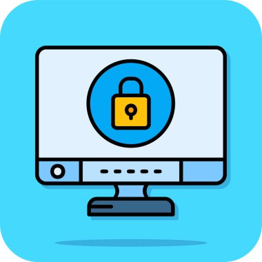 Bilgisayar kilidi. Web simgesi basit illüstrasyon