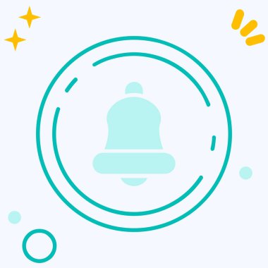 Beyaz arkaplanda siyah çan simgesi izole edildi. Bildirim ikonu, yeni yıl çanı. Noel tebligatı işareti. Rastgele dinamik şekilli daire düğmesi. vektör illüstrasyonu