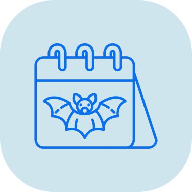 Beyaz arkaplanda izole edilmiş cadılar bayramı ikonu olan mavi çizgi takvimi. Cadılar bayramın kutlu olsun. Mavi kare düğme. vektör illüstrasyonu