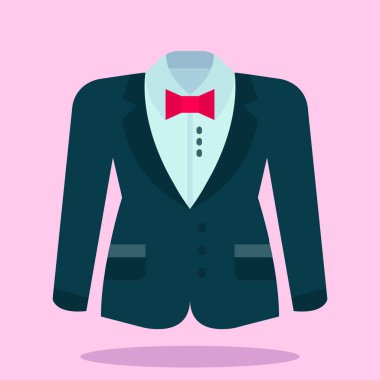 Erkek giyimi ikonu. Web için erkek ceket vektör simgesinin düz çizimi