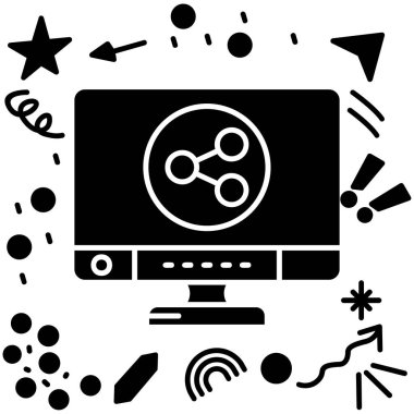 bilgisayar izleme simgesi, vektör illüstrasyonu