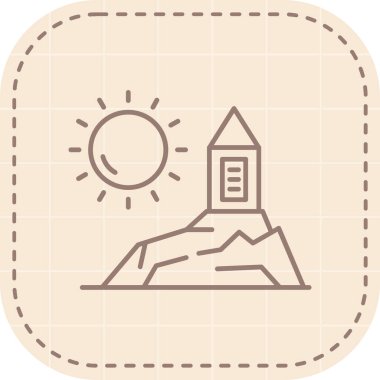 Güneş ikonu. Moda tasarım tarzı. Beyaz vektör görüntü doğa ve hava durumundan izole edildi