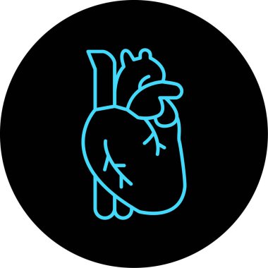 Siyah arkaplan üzerindeki kalp vektör simgesi, vektör illüstrasyonu