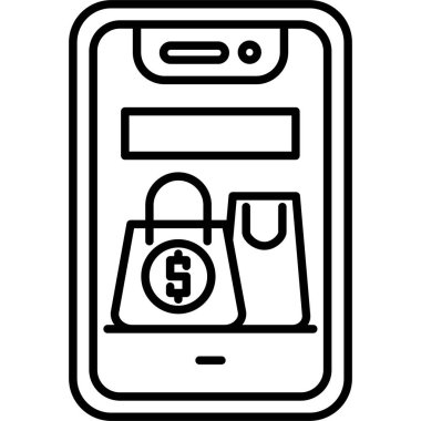 Cep telefonlu akıllı telefon, basit satır simgesi