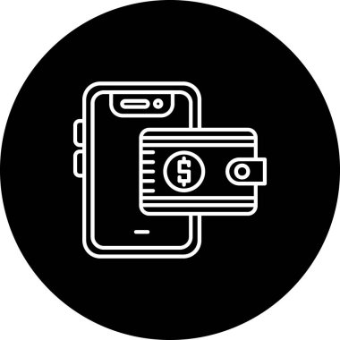 Dijital cüzdan simgesi işaret vektörü çizimi 