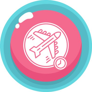 Moda yuvarlak biçimli izole edilmiş arka planda uçuş bileti simgesi