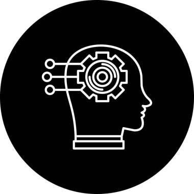 İnsan beyninde içinde dişliler olan vektör illüstrasyon simgesi.