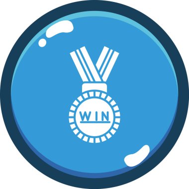 Mavi arkaplanlı madalya simgesi, vektör illüstrasyonu