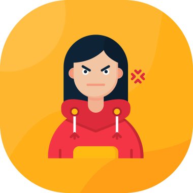 Kızgın yüzlü bir kadın.